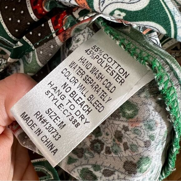 Umgee USA Boho Multicolor Paisley Print Tunic Top with Fringe Accents, Size M - Picture 6 of 7